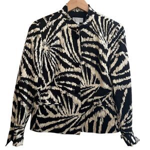 TALBOTS silk blend black/cream buttoned jacket women’s size 8 (medium) EUC